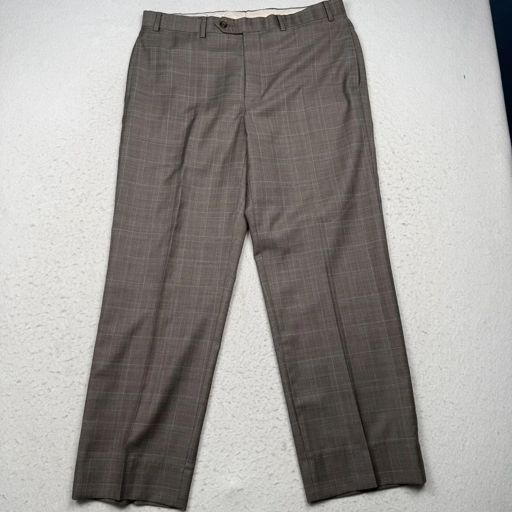 Brooks Brothers 346 Suit Mens 42R Brown Plaid Wool 2 Piece Two Button Madison